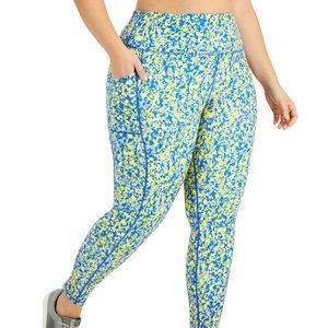 Id Ideology Plus Size Printed Blue and Yellow Leggings Size XXL